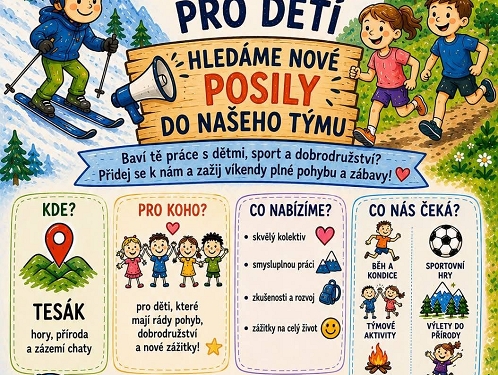 Lyžařská škola Tesák hledá nové posily. Víkendy plné sportu, dětí a zážitků čekají právě na vás