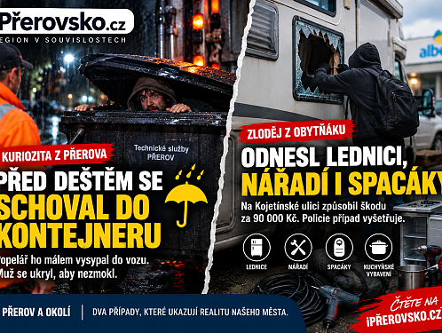 Kuriózní ráno v Přerově: před deštěm se schoval do kontejneru. Popelář ho málem vysypal do vozu