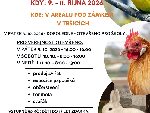 Tršice zažijí rekordní výstavu drobného zvířectva. Přijďte s dětmi poznat králíky, holuby, drůbež i exotické ptactvo