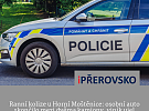 Ranní kolize u Horní Moštěnice: osobní auto skončilo mezi dvěma kamiony, viník ujel